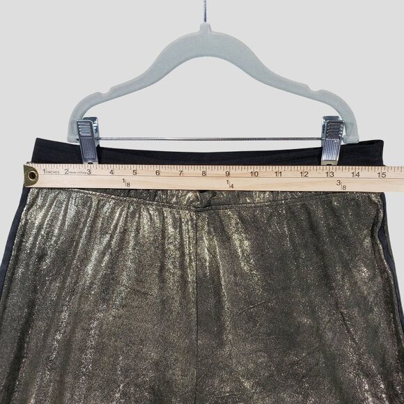 Free People Vegan Gold Metallic Wide Leg Track Pants Size S - Picture 5 of 10